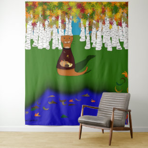 Oliver The Otter at River Wolf Lake in Autumn Tapestry