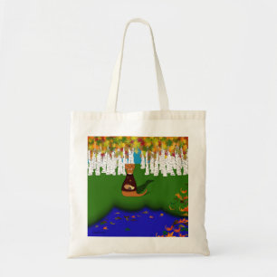 Oliver The Otter at River Wolf Lake in Autumn Tote Bag