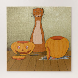 Oliver The Otter Carves a Pumpkin Jigsaw Puzzle