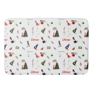 Oliver The Otter Christmas Random Pattern Bath Mat