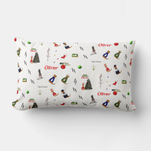 Oliver The Otter Christmas Random Pattern Lumbar Cushion