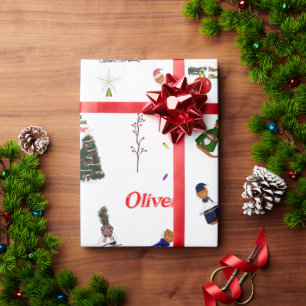 Oliver The Otter Christmas Random Pattern Wrapping Paper