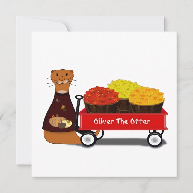 Oliver The Otter Gets Ready For Autumn  Card (Front)