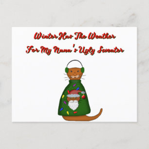 Oliver The Otter In Nana's Ugly Sweater with Words Postcard