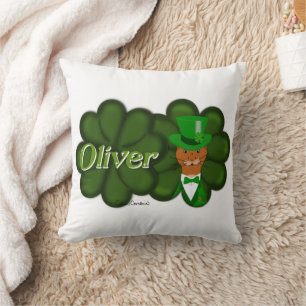 Oliver The Otter in Shamrock for Saint Patrick's S Cushion