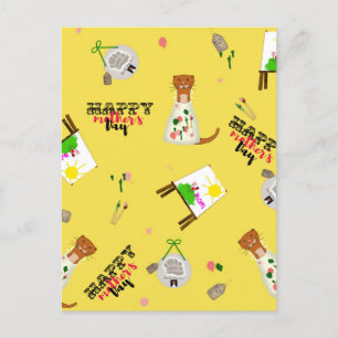 Oliver The Otter Mother's Day Pattern on yellow Postcard