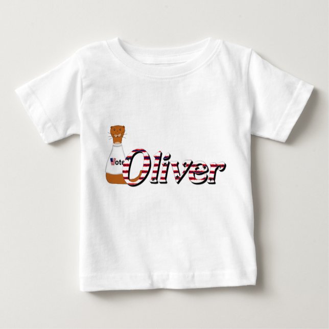 Oliver The Otter Says Get Out and Vote! Baby T-Shirt (Front)