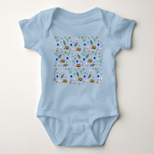 Oliver The Otter Summer Beach Vacation Pattern Baby Bodysuit