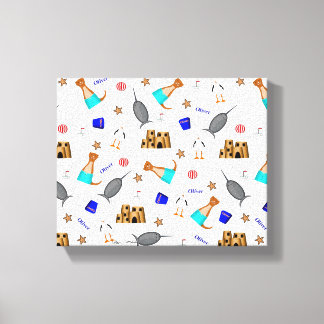 Oliver The Otter Summer Beach Vacation Pattern Canvas Print