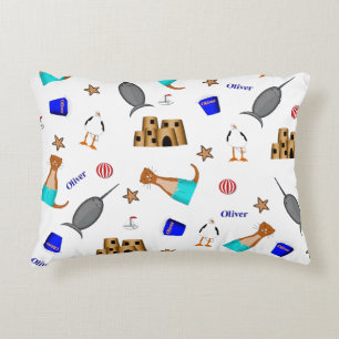 Oliver The Otter Summer Beach Vacation Pattern Decorative Cushion