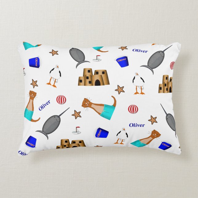 Oliver The Otter Summer Beach Vacation Pattern Decorative Cushion (Front)