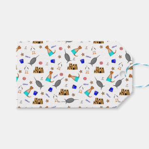 Oliver The Otter Summer Beach Vacation Pattern Gift Tags