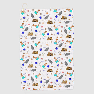 Oliver The Otter Summer Beach Vacation Pattern Golf Towel