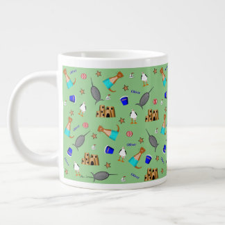 Oliver The Otter Summer Beach Vacation Pattern Large Coffee Mug