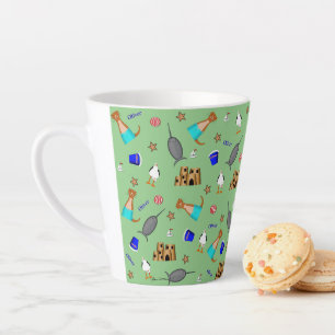 Oliver The Otter Summer Beach Vacation Pattern Latte Mug