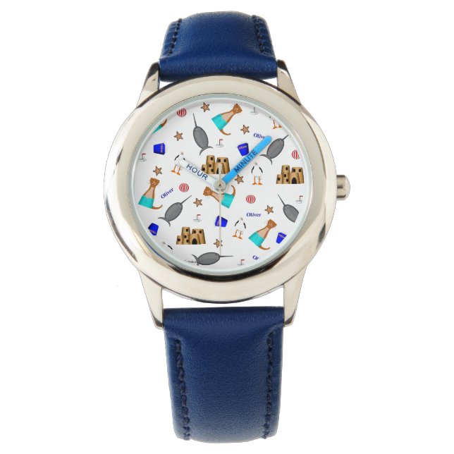 Oliver The Otter Summer Beach Vacation Pattern Watch (Front)