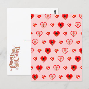 Oliver The Otter Valentine's Day Pattern Postcard