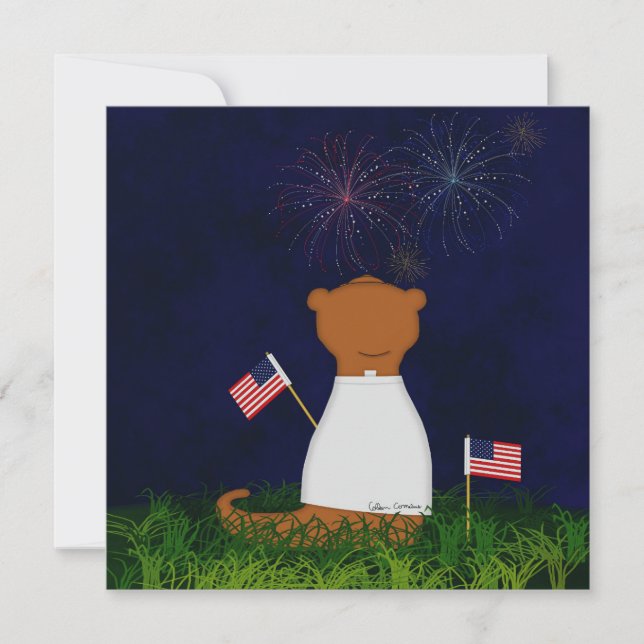 Oliver The Otter Watching Fireworks Invitation (Front)
