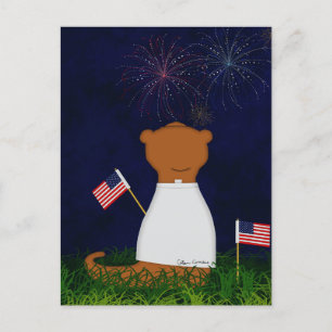Oliver The Otter Watching Fireworks Postcard