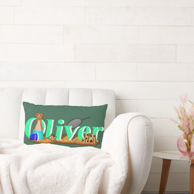 Oliver The Otter's at the Beach Lumbar Cushion (Couch)