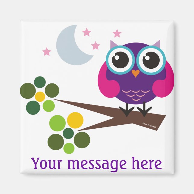 Oliver the Owl Customisable Magnet (Front)
