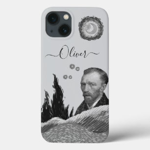OLIVER UNIQUE VanGogh pastel color GREY elegant iPhone 13 Case