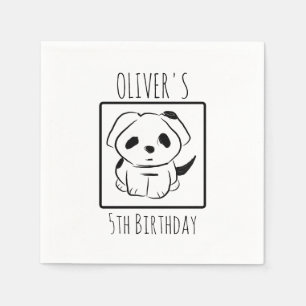 Oliver's 5th Birthday Party Puppy  Paper Napkin