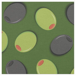 Olives Black and Green Cute Food Fabric