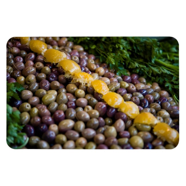 Olives Displayed At Market Magnet (Horizontal)