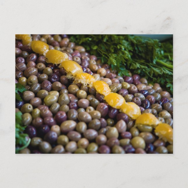 Olives Displayed At Market Postcard (Front)