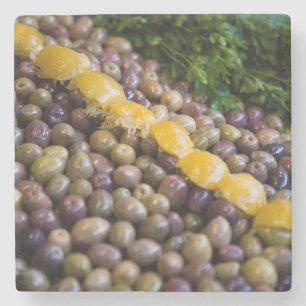 Olives Displayed At Market Stone Coaster