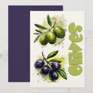 Olives Olive Oil Organic Vegan Botanical زيتون زيت Invitation