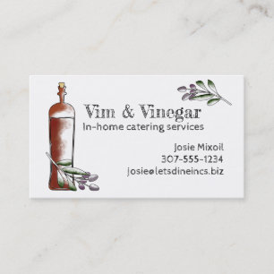 olives vinegar bottle chef catering business cards