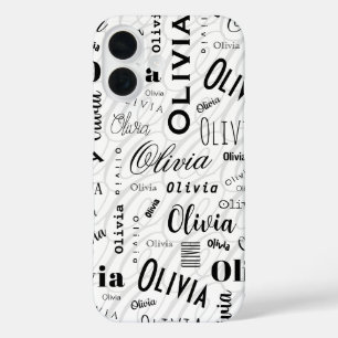 Olivia Custom Name Black White  iPhone 16 Case