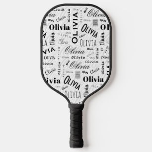 Olivia Custom Name Black White Pickleball Paddle