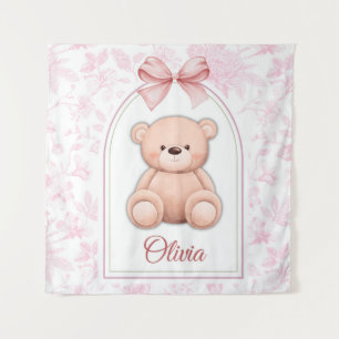 Olivia   Custom Pink Teddy Bear Nursery Design  Tapestry