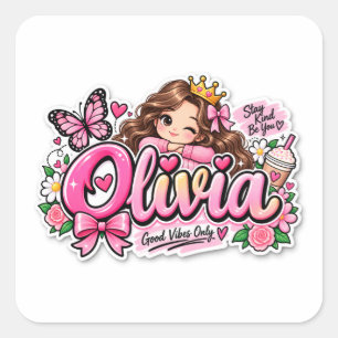Olivia Cute Personalised Name Sticker