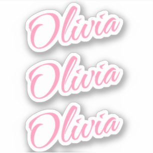 Olivia Decorative Name in Pink x3 Sticker