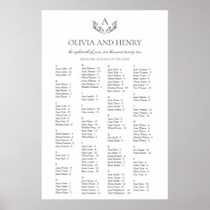 Olivia Elegant Alphabetical Wedding Seating Chart