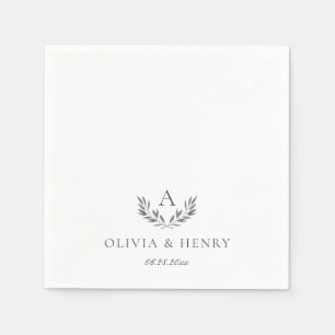 Olivia Elegant Grey Monogram Simple Wedding Napkin