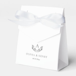 Olivia Elegant Grey Monogram Small Wedding Favour Box