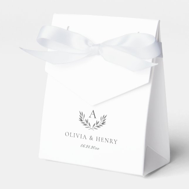 Olivia Elegant Grey Monogram Small Wedding Favour Box (Front Side)