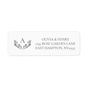 Olivia Elegant Simple Grey Monogram Return Address Label