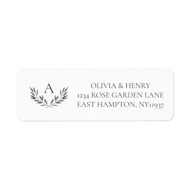 Olivia Elegant Simple Grey Monogram Return Address Label (Front)