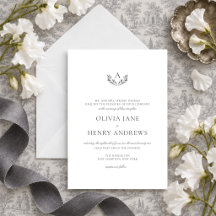 Olivia Elegant Simple Grey Monogram Wedding