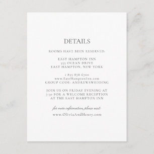 Olivia Elegant Simple White Grey Details Wedding Enclosure Card