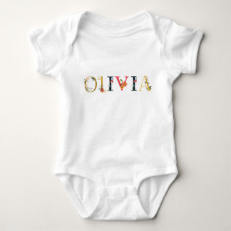 OLIVIA First Name Elegant Embroidered Baby Bodysuit