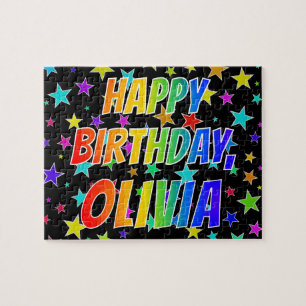 "OLIVIA" First Name, Fun "HAPPY BIRTHDAY" Jigsaw Puzzle