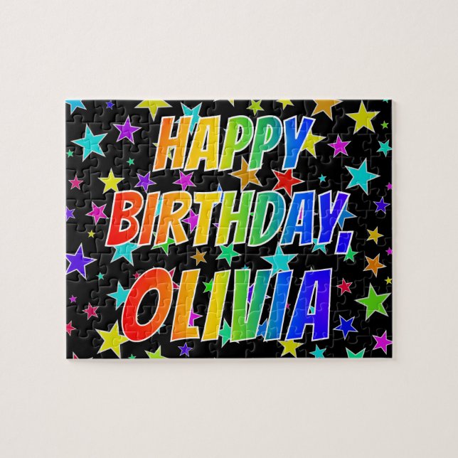 "OLIVIA" First Name, Fun "HAPPY BIRTHDAY" Jigsaw Puzzle (Horizontal)