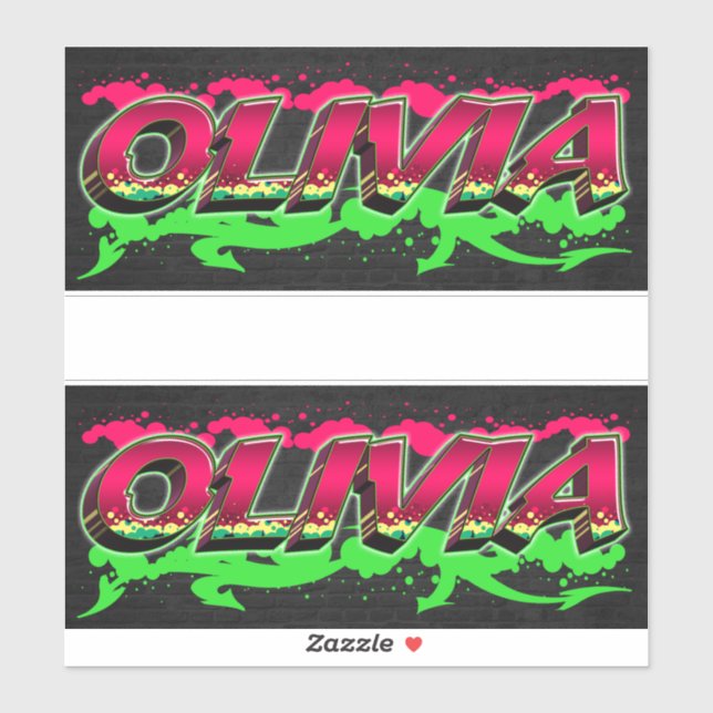 Olivia First Name Graffiti Sticker (Sheet)